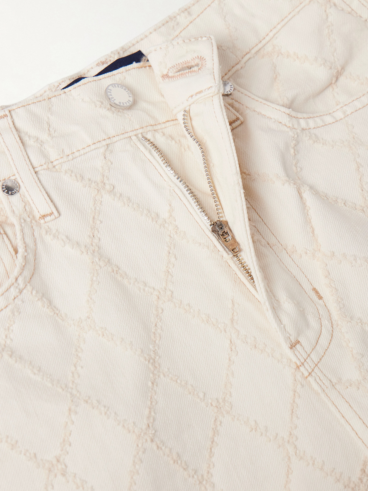 Veronica Beard Taylor Frayed Fil Coupé High-rise Wide-leg Jeans In Neutral