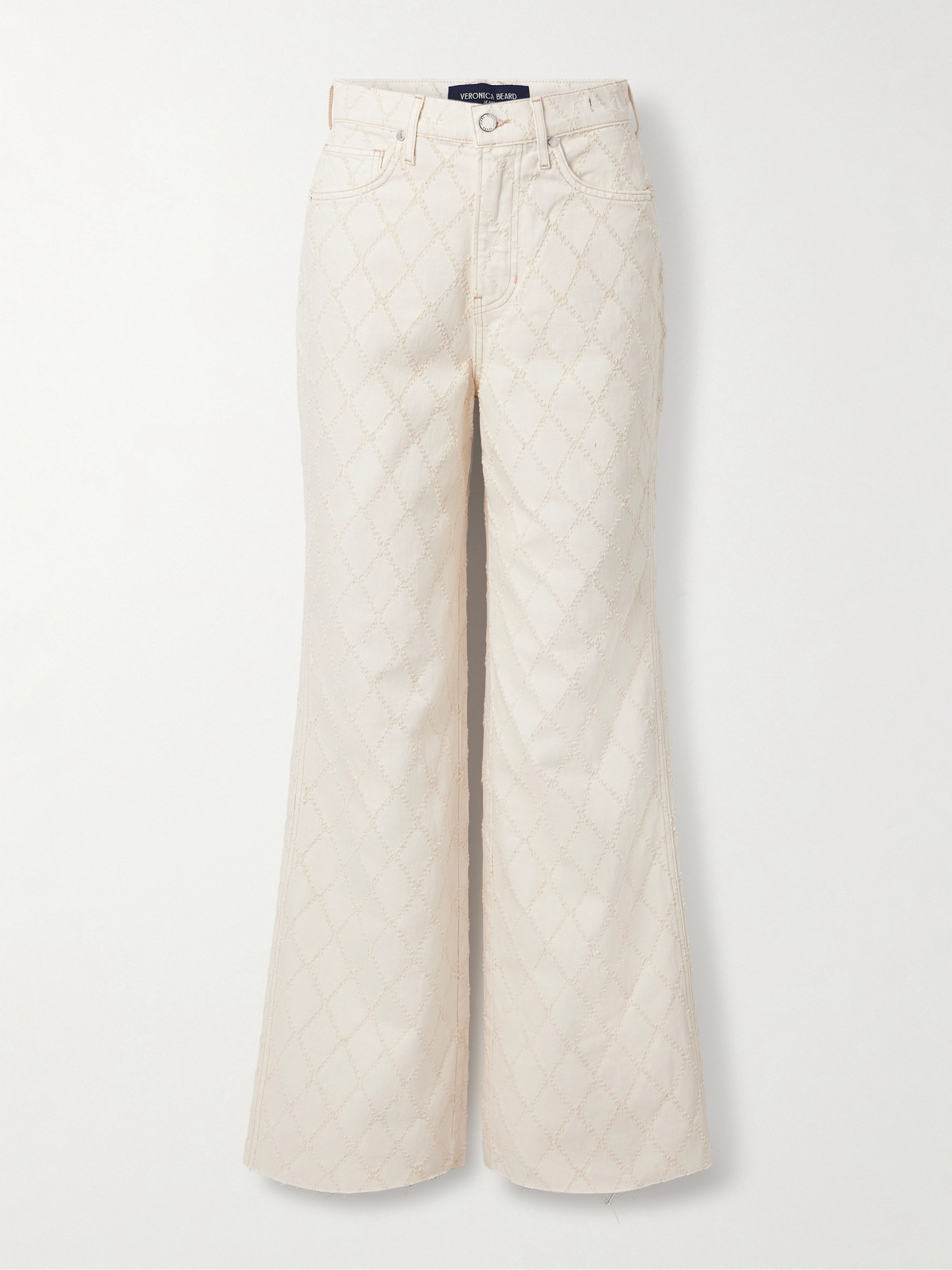 Veronica Beard Taylor Frayed Fil Coupé High-rise Wide-leg Jeans In Neutral