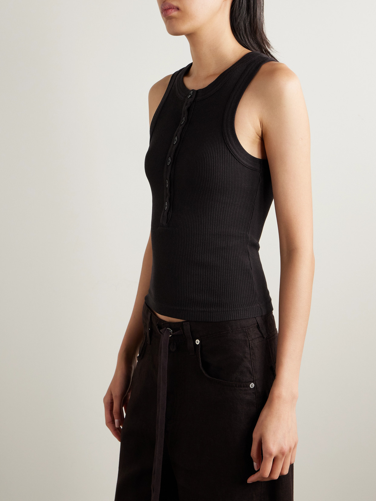 Citizen Of Humanity Caralyn Ribbed Jersey Tank In Black