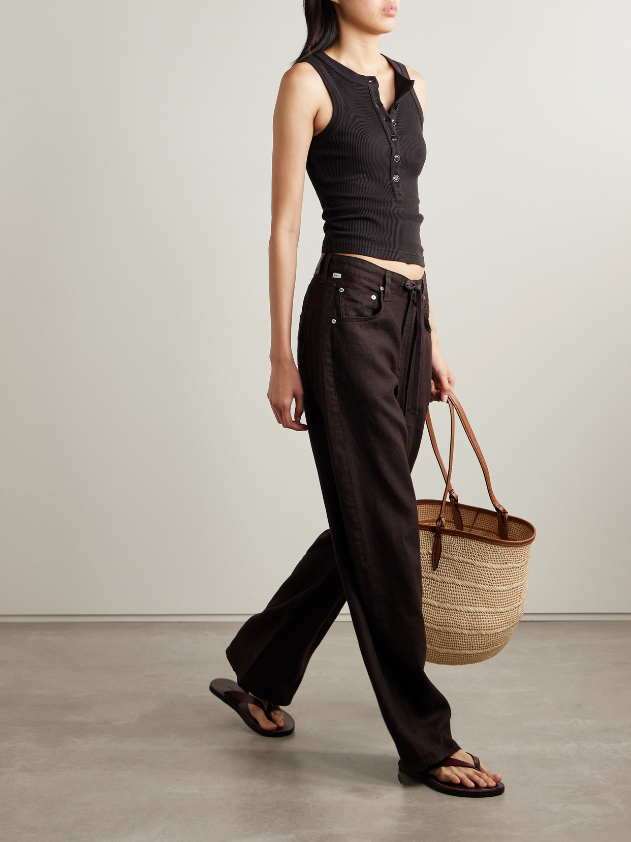 Citizen Of Humanity Caralyn Ribbed Jersey Tank In Black