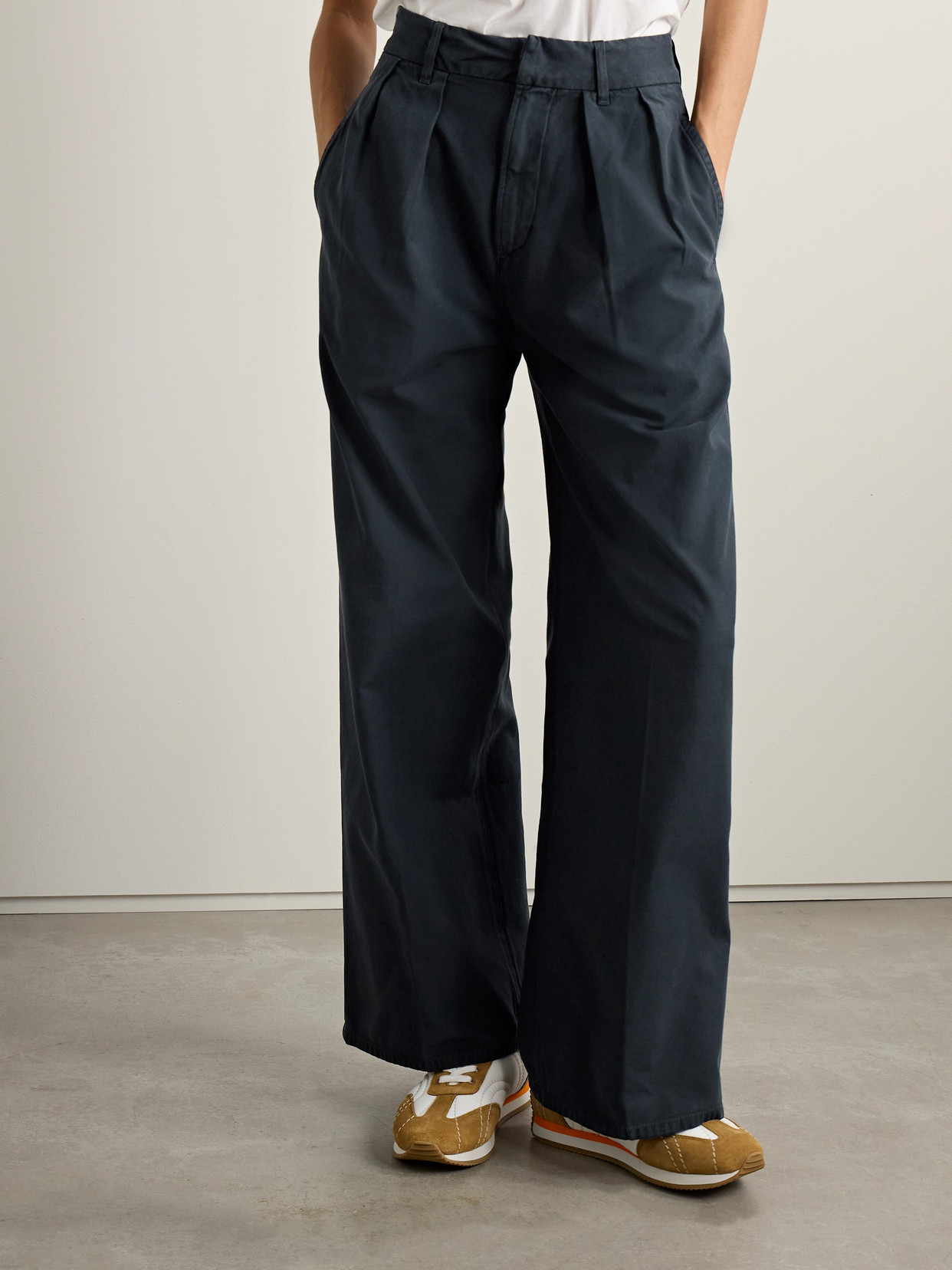Citizen Of Humanity Petra Pleated Cotton Wide-leg Pants In Blue
