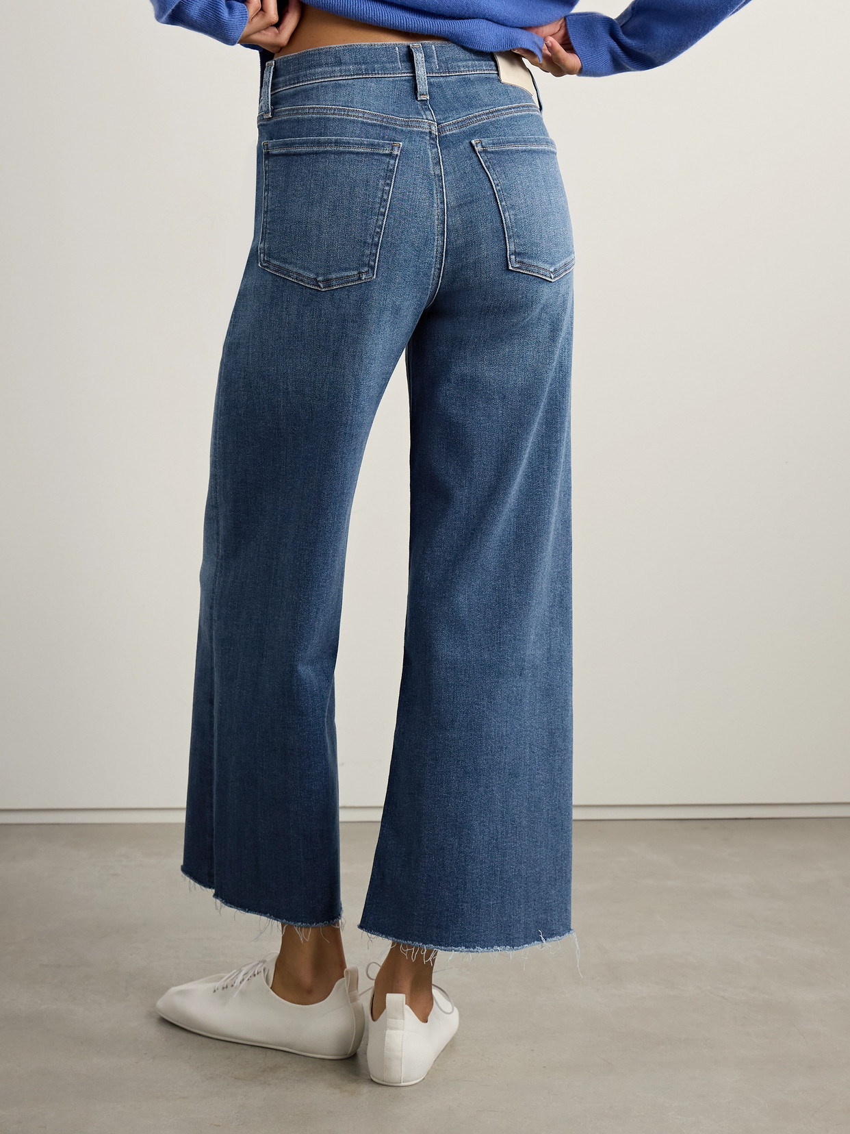 Citizens Of Humanity Lyra Frayed Cropped High-rise Wide-leg Jeans In Blue