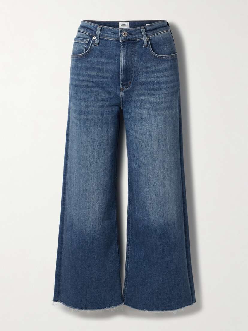 Citizens of Humanity Lyra Frayed Cropped High-rise Wide-leg Jeans
