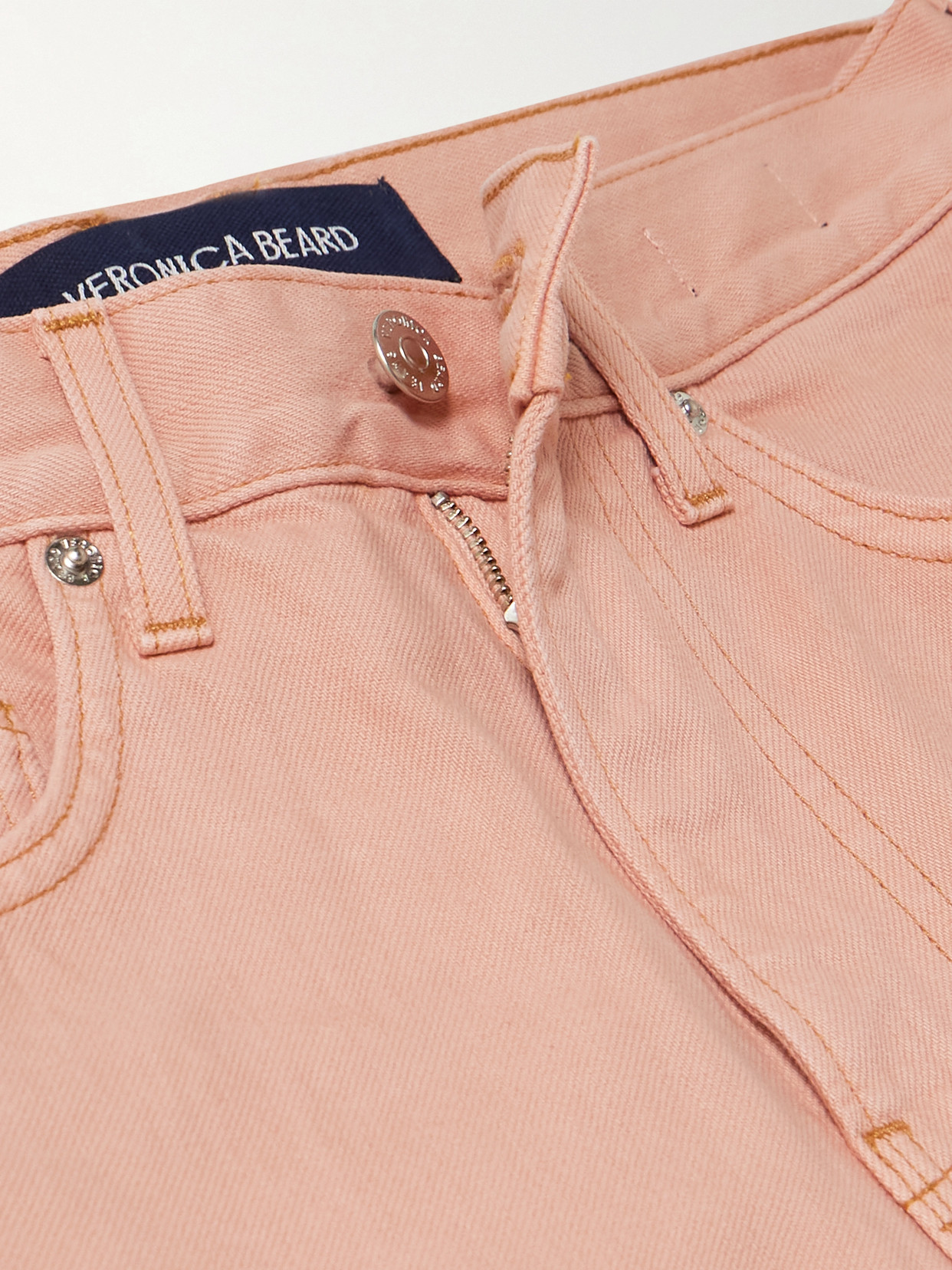 Veronica Beard Dylan Cuffed High Waist Relaxed Straight Leg Jeans In Pink