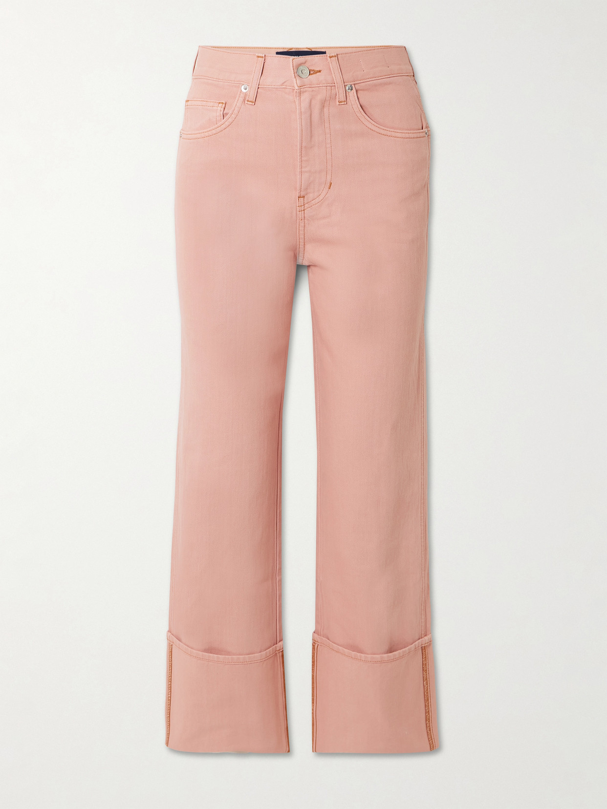 Veronica Beard Dylan Cropped High-rise Straight-leg Jeans In Pink