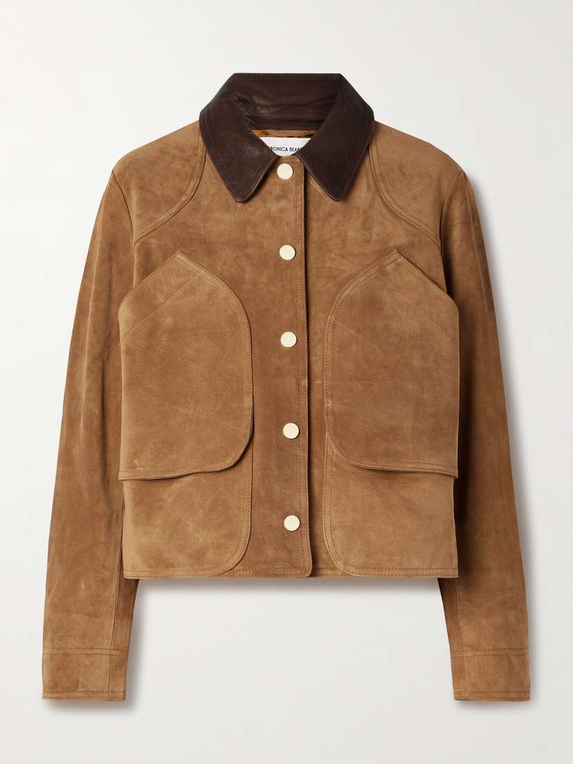 Veronica Beard Walters Leather-trimmed Suede Jacket