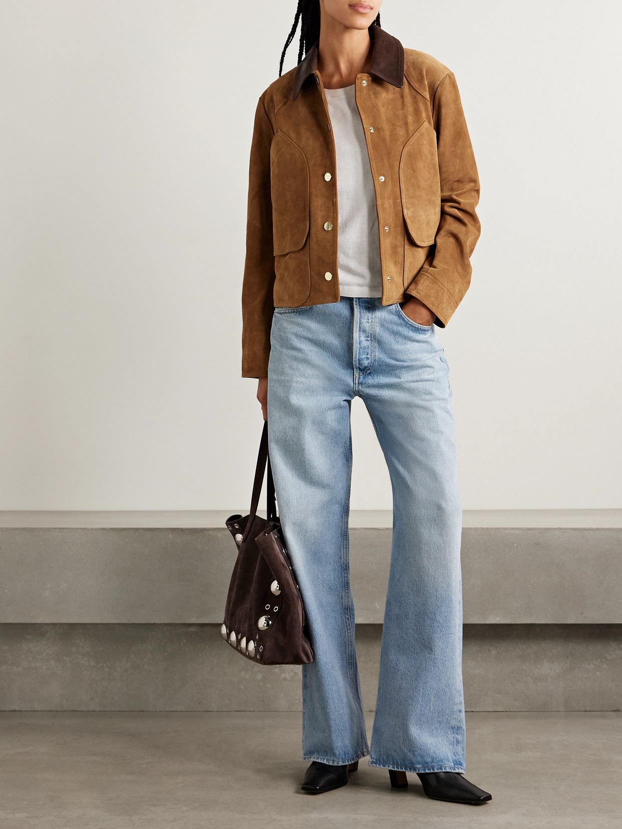 Veronica Beard Walters Leather Cropped Barn Jacket Whisky In Brown