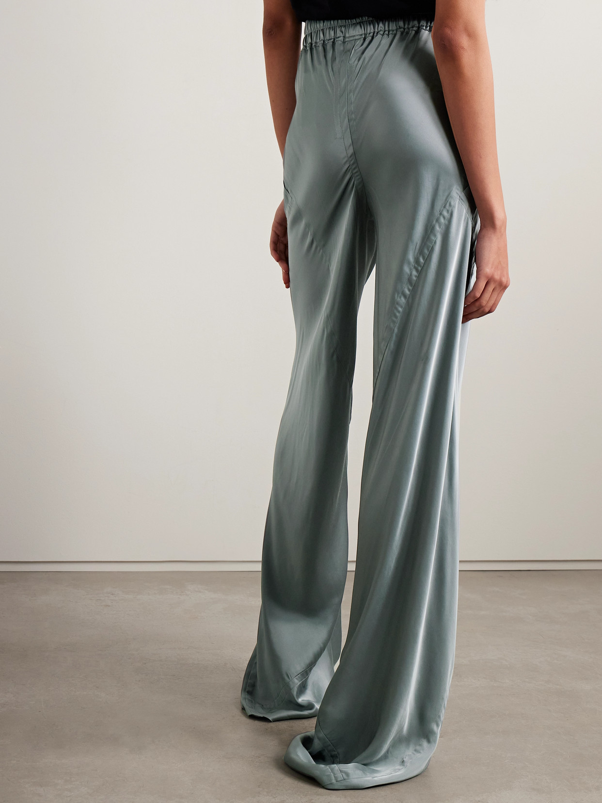 Rick Owens Oversized Charmeuse Wide-leg Pants In Black