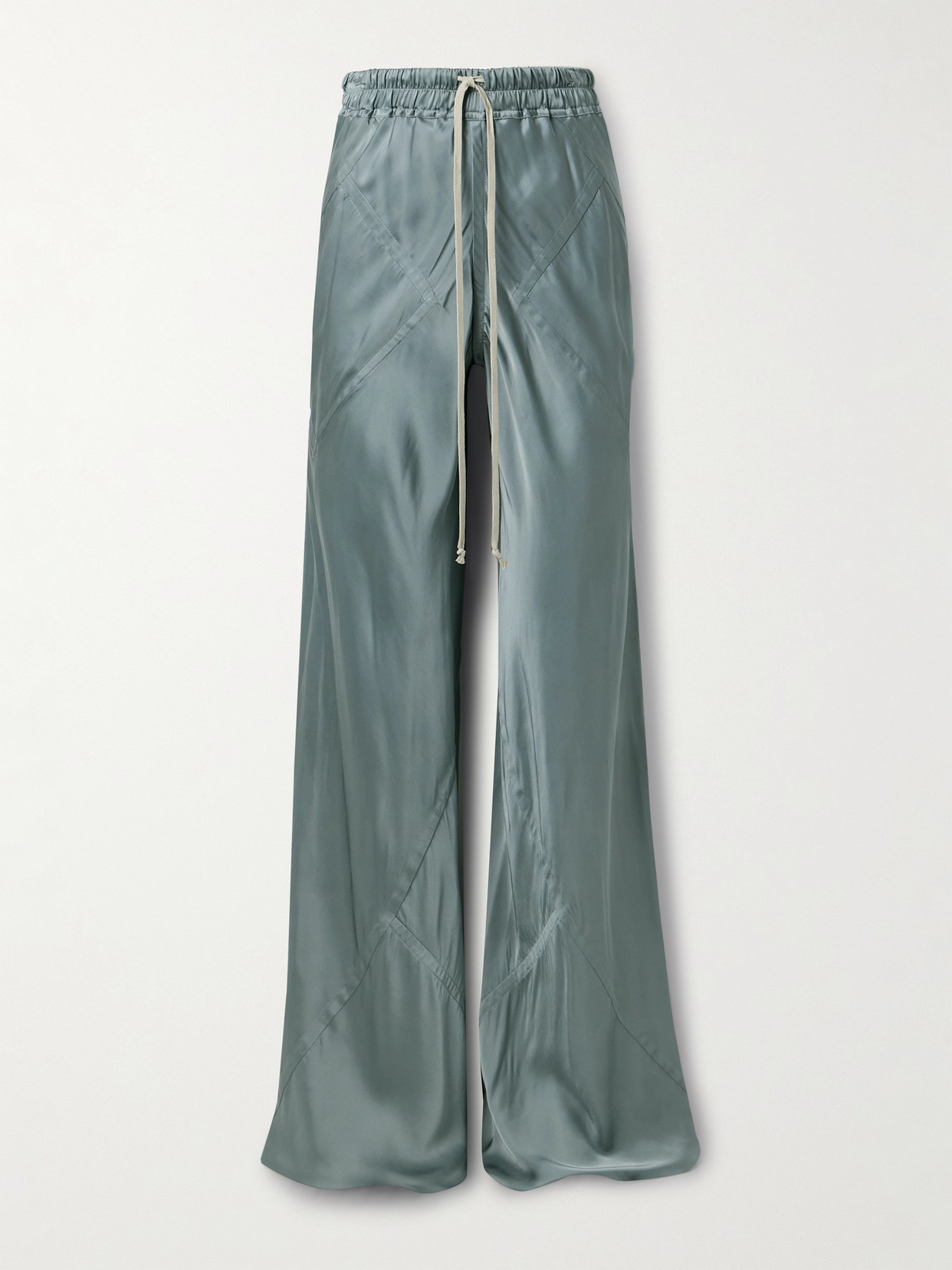 Rick Owens Paneled Charmeuse Wide-leg Pants In Green