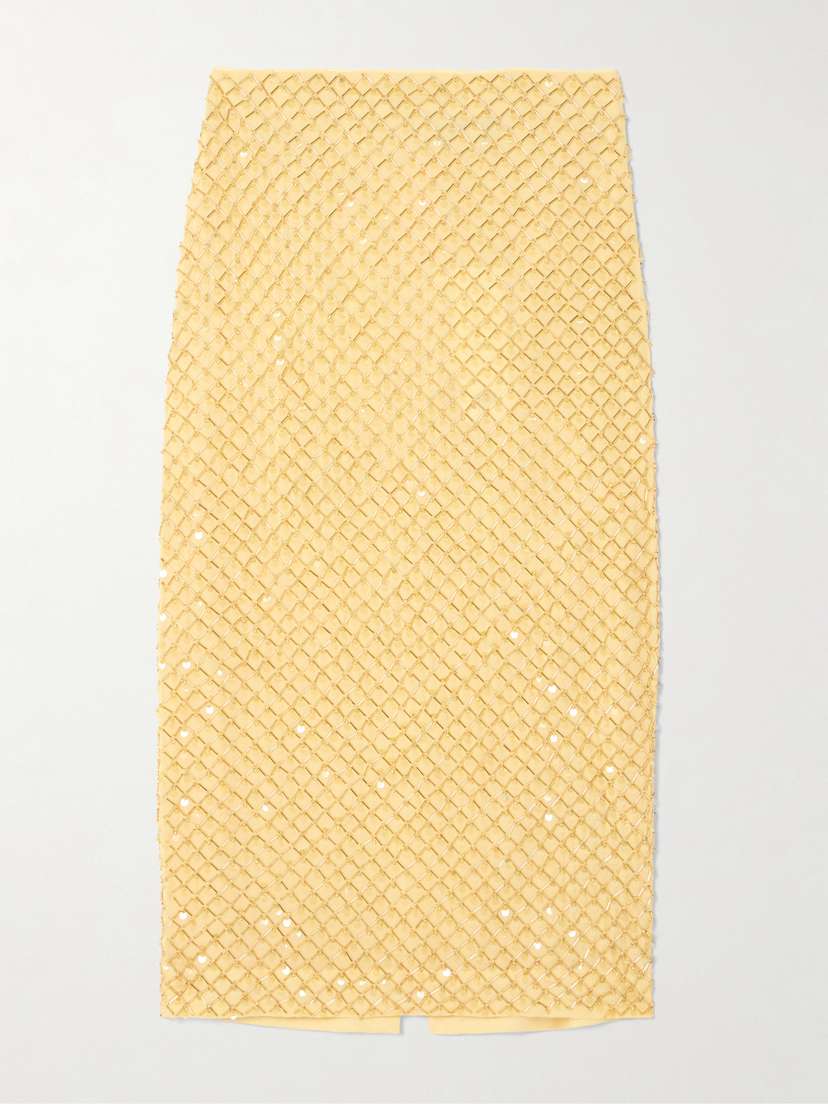 Veronica Beard Allora Embellished Crepe De Chine Midi Skirt