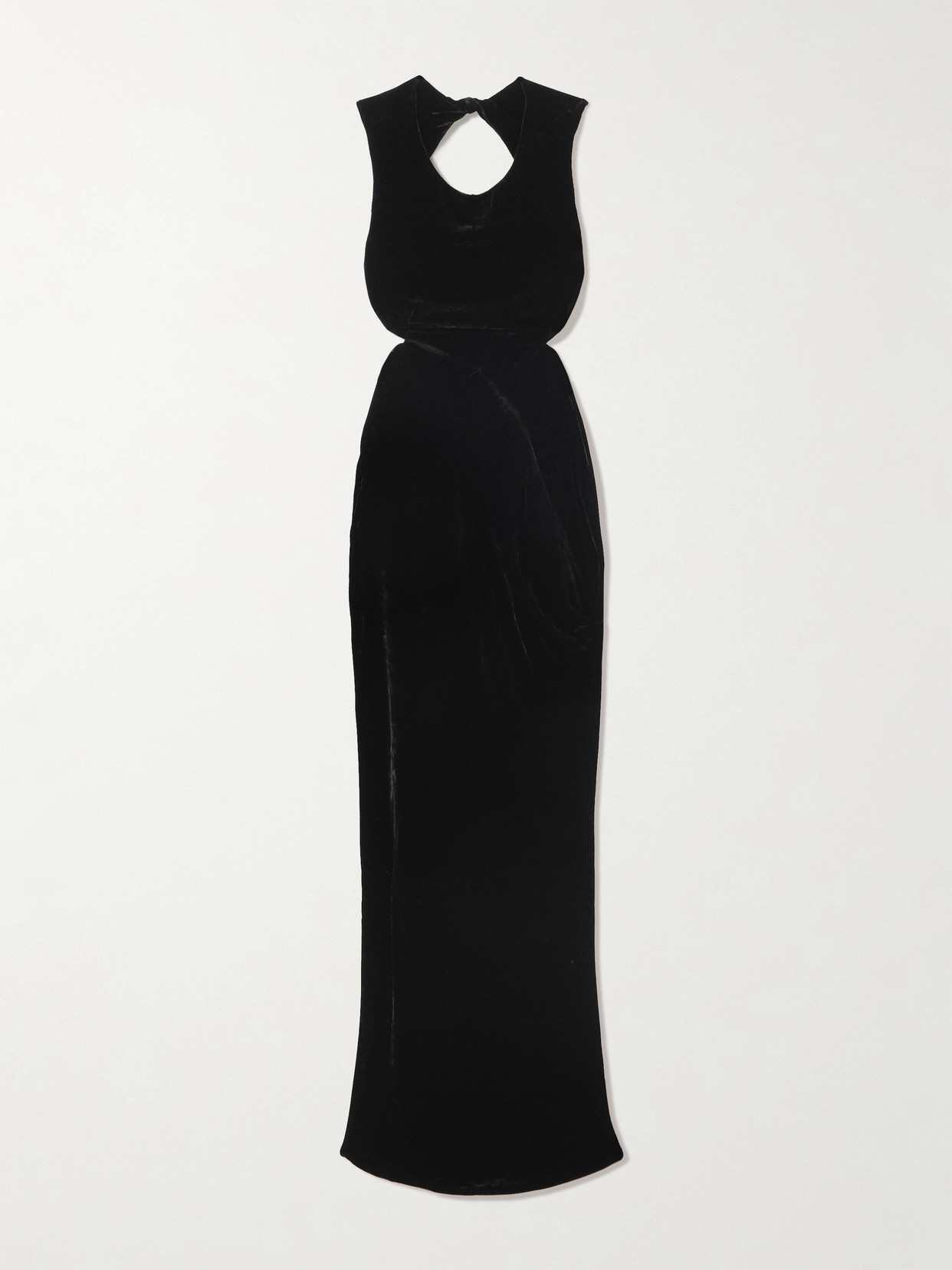 Rick Owens Twisted Open-back Cutout Velvet Gown In Black