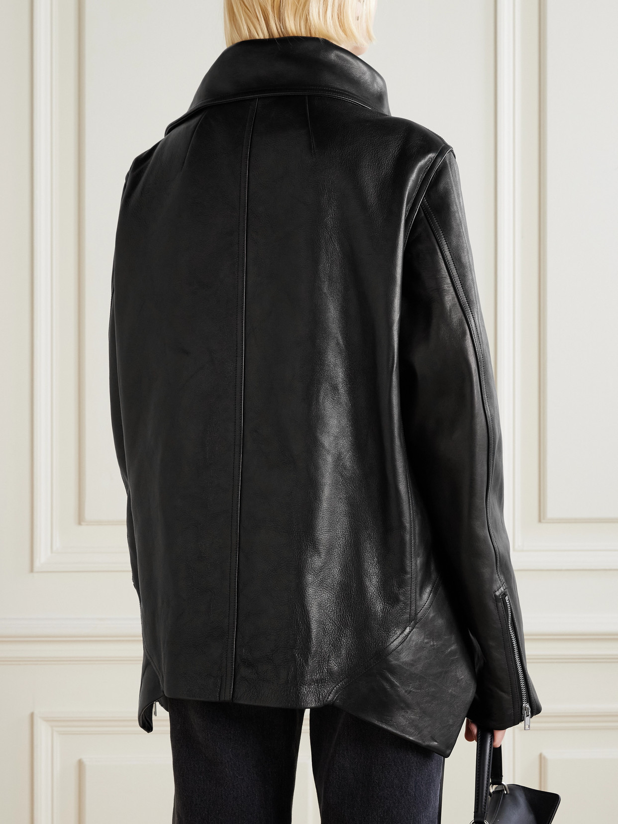 Rick Owens Exploder Leather Jacket In Black