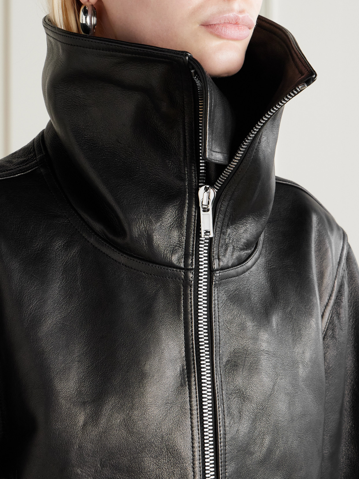 Rick Owens Exploder Leather Jacket In Black