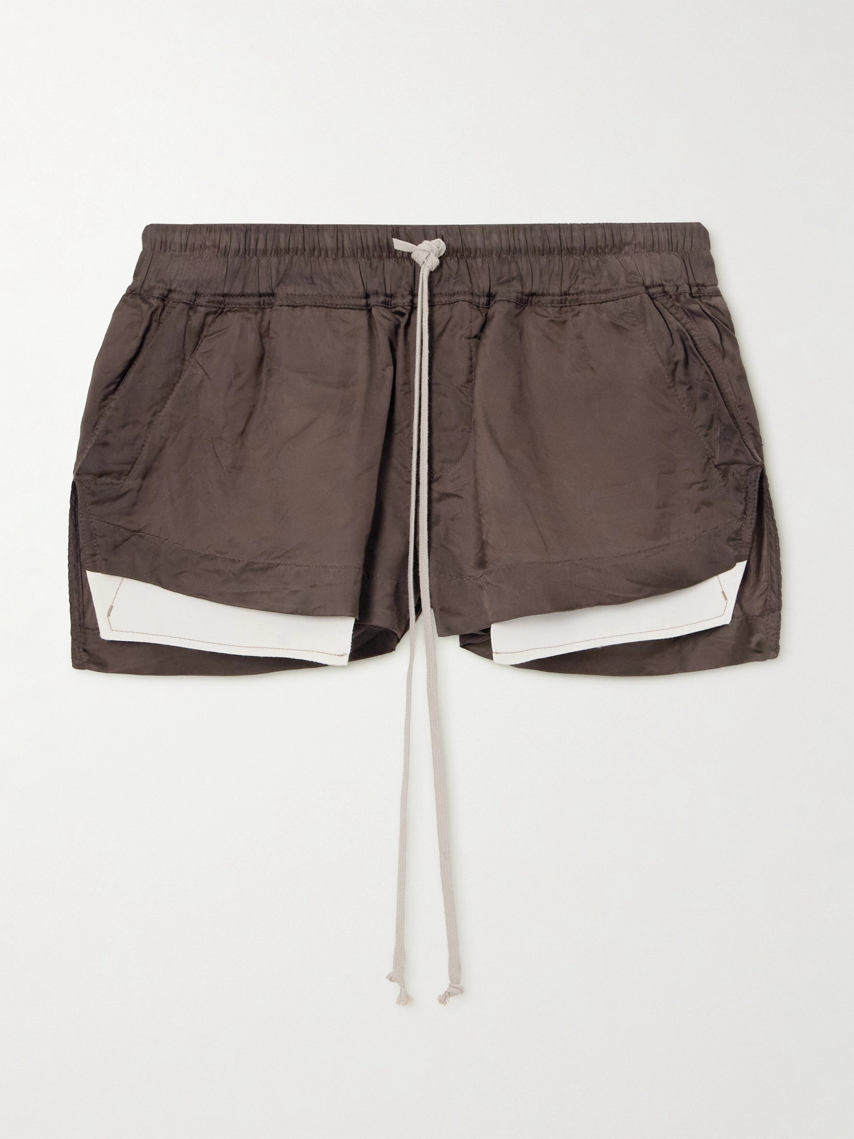 Rick Owens Fog Shell Shorts In Brown