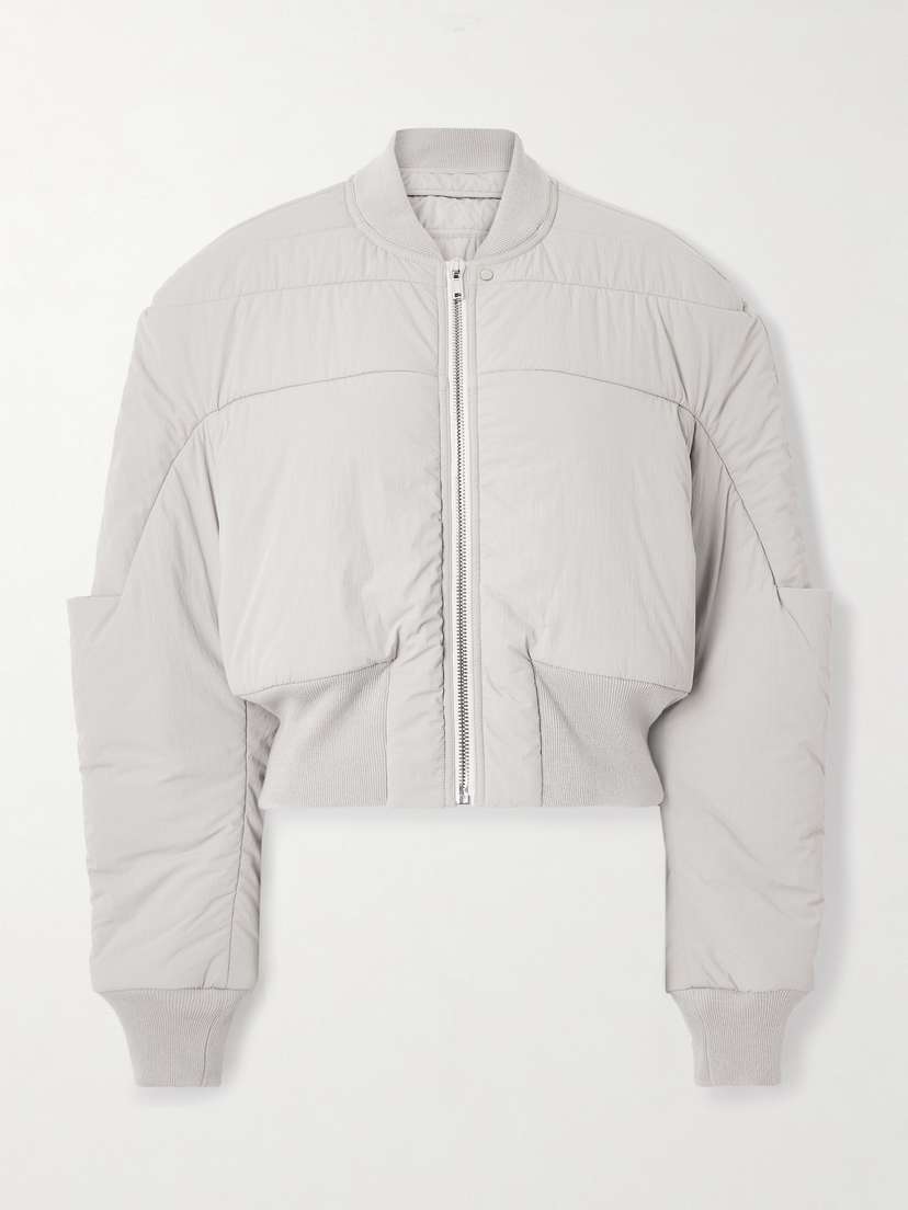 Rick Owens Cropped Wool-trimmed Shell Down Bomber Jacket