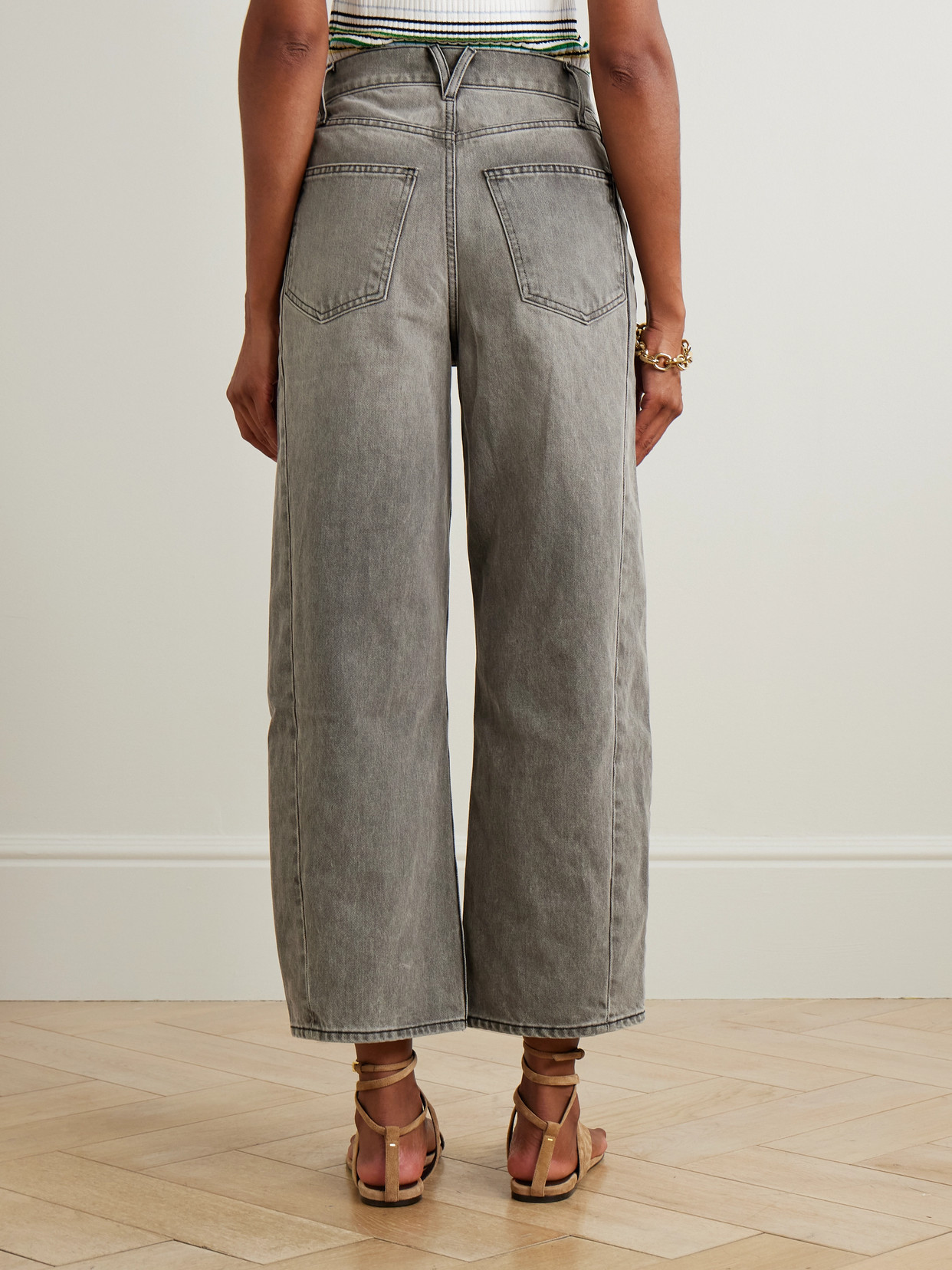 Veronica Beard Ryder High Rise Barrel Jeans In Volcanic Dust In Gray