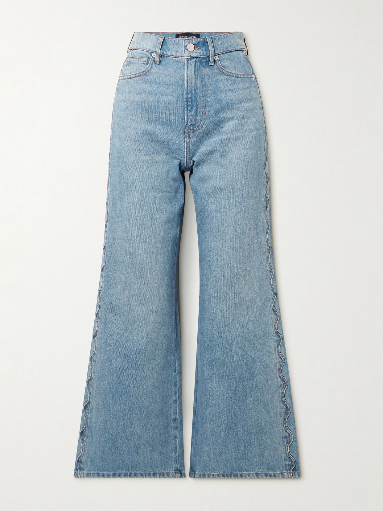 Veronica Beard Taylor Cropped Scalloped High-rise Wide-leg Jeans