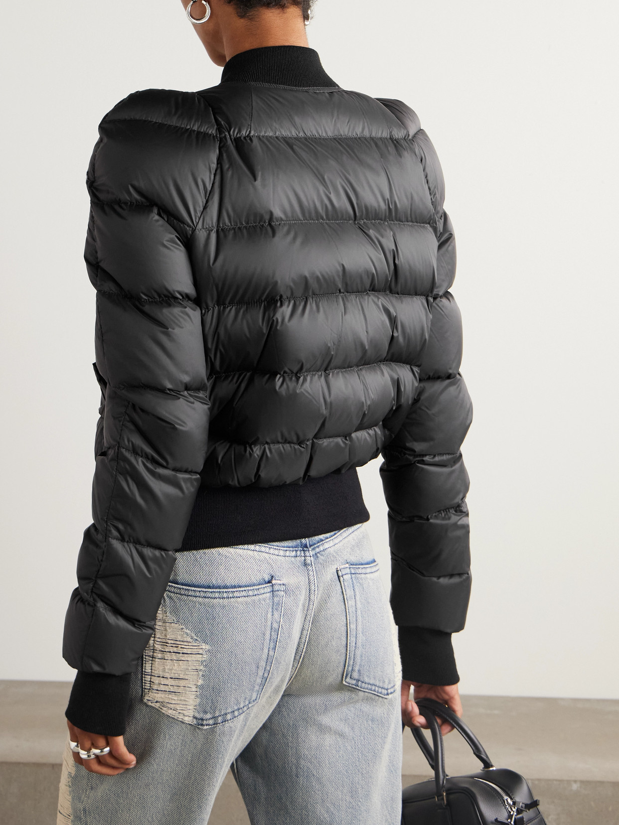 Rick Owens Padded Shell Bomber Jacket In Black