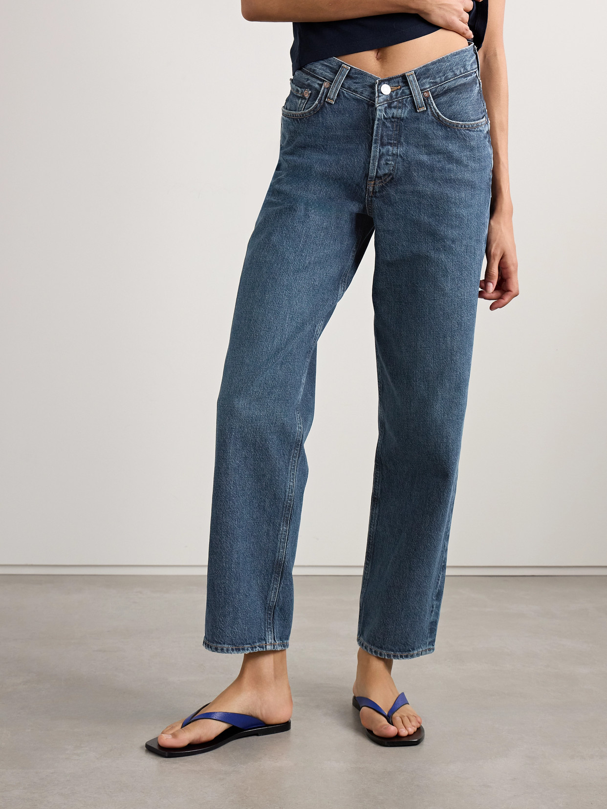 Agolde V-waist Baggy Mid-rise Straight-leg Jeans In Blue