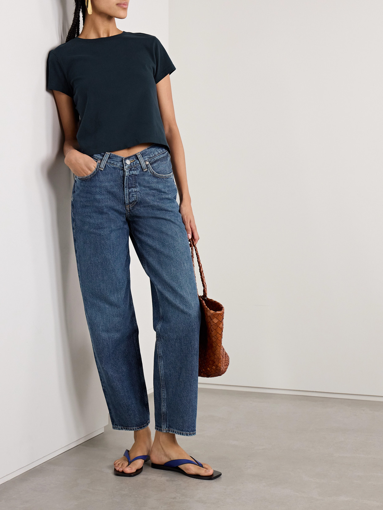 Agolde V-waist Baggy Mid-rise Straight-leg Jeans In Blue