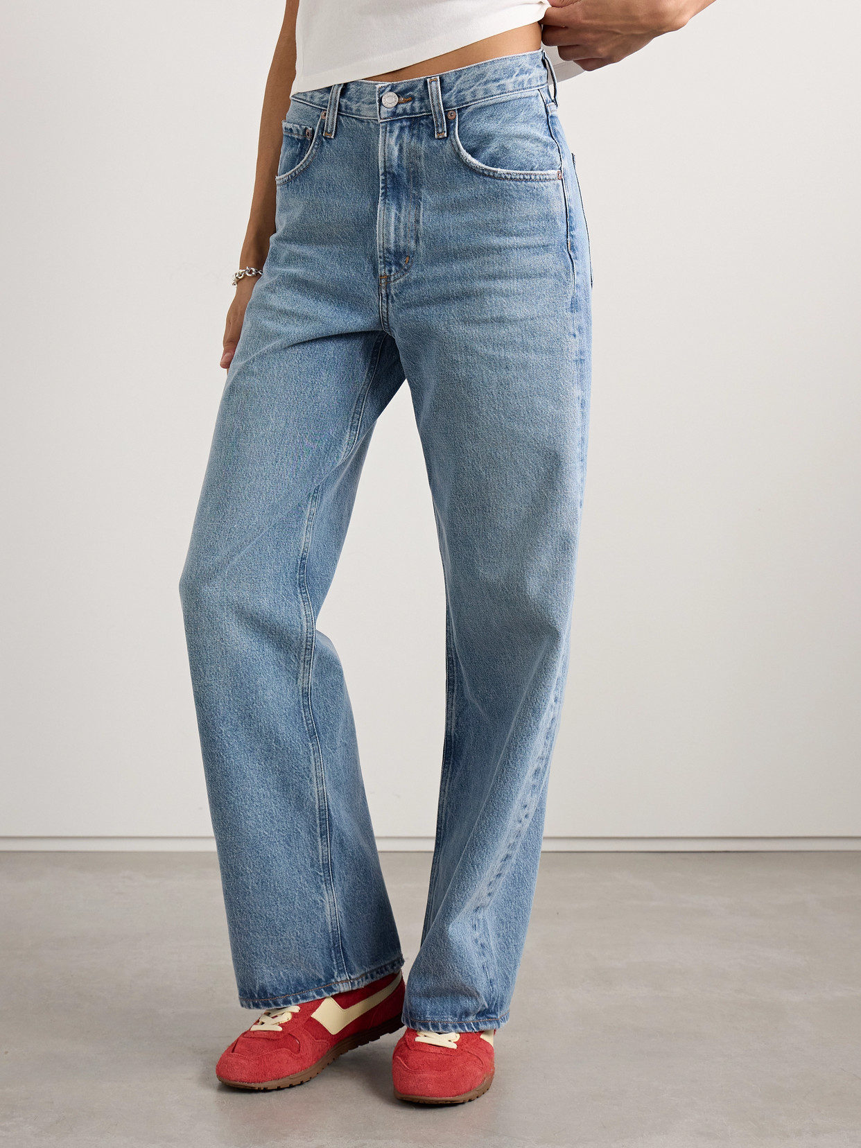 Agolde Temple Denim Trousers Belt Loops In Blue