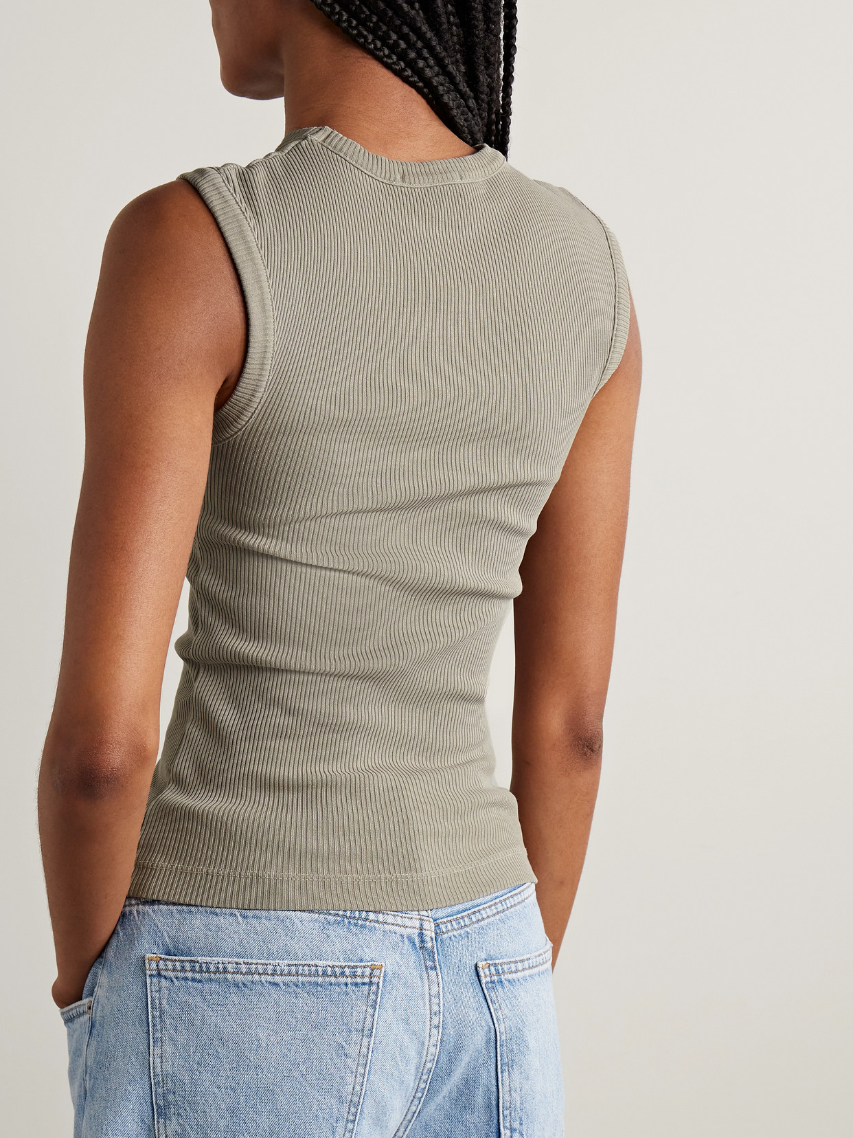 Shop Agolde Cassidy Ribbed Stretch Organic Cotton And Lyocell-blend Jersey Tank