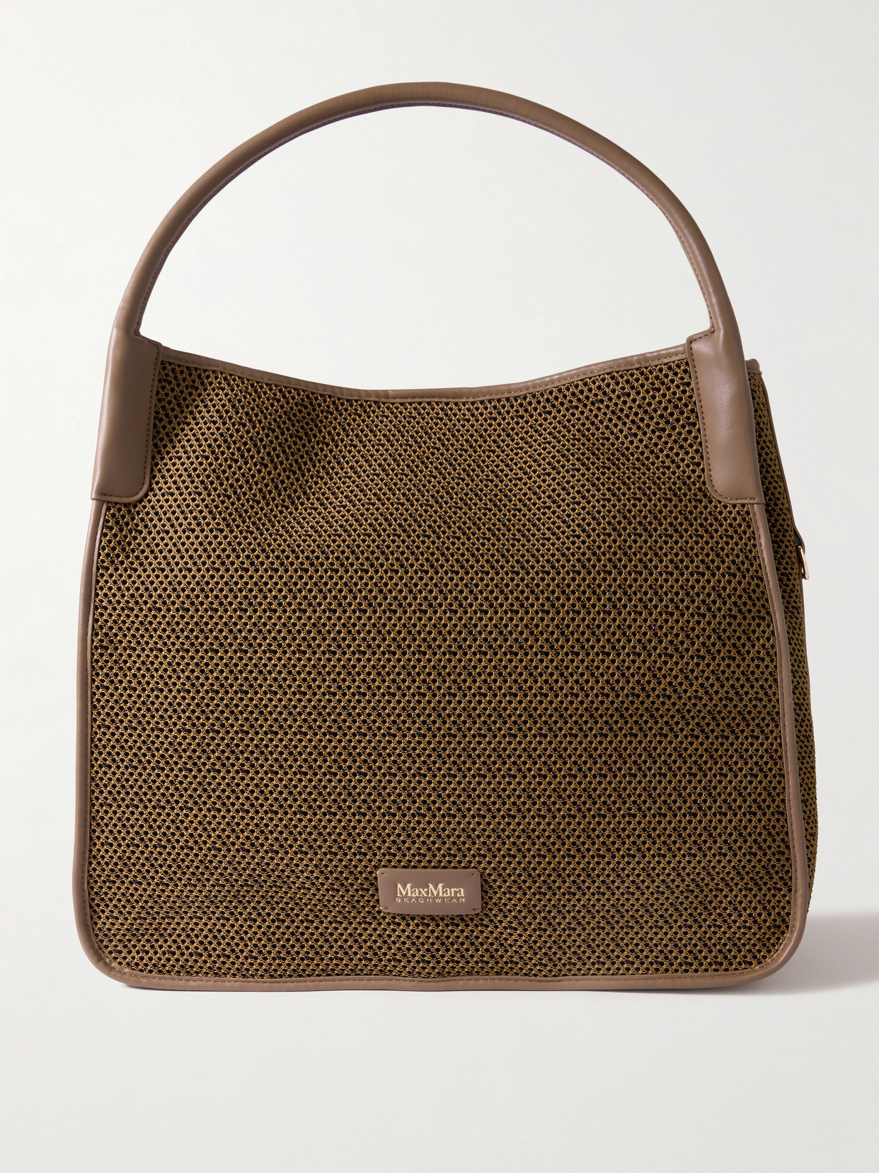 Max Mara Freda Leather-trimmed Faux Raffia Tote In Brown