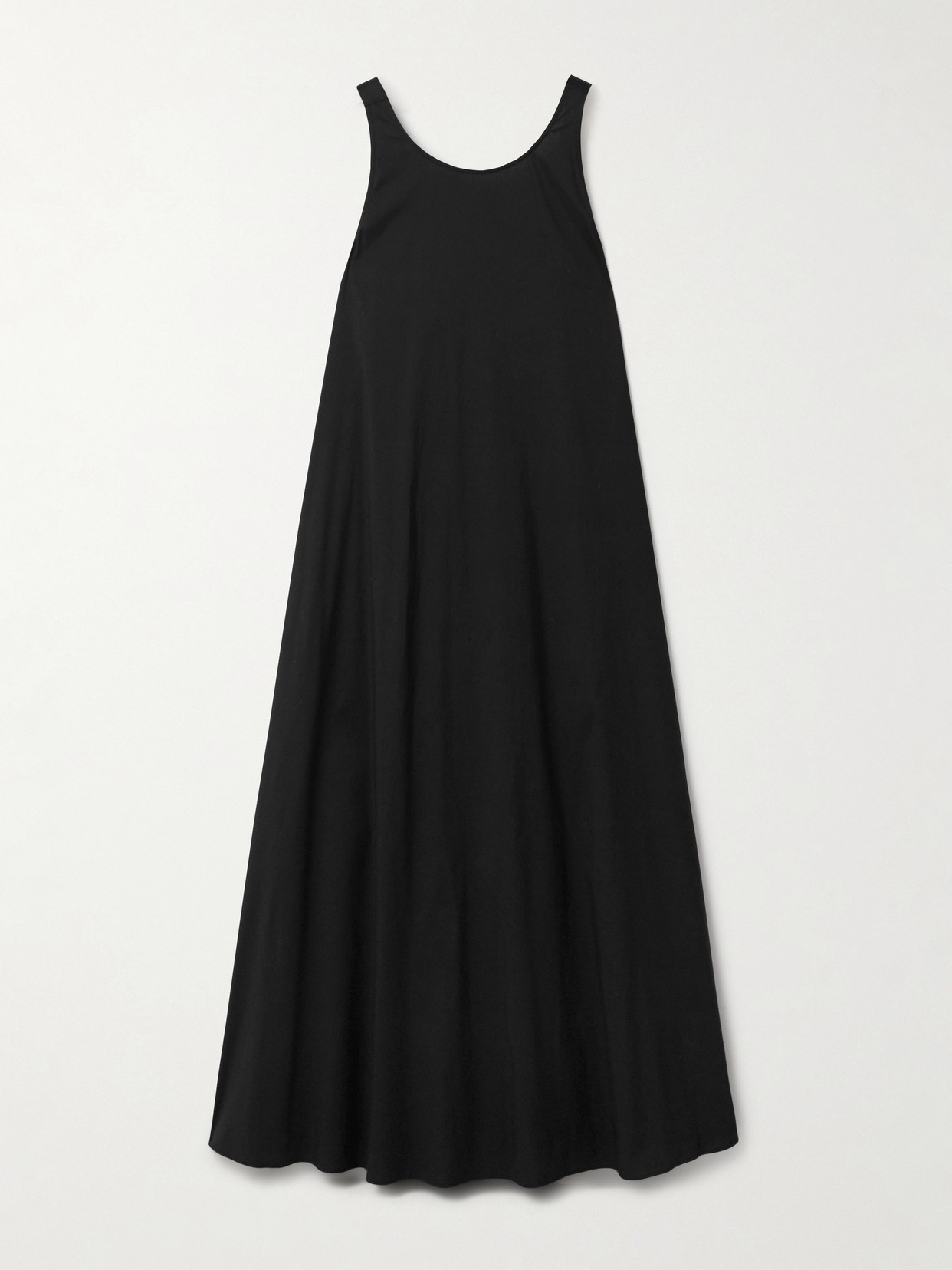Max Mara Romea Open-back Cotton-blend Poplin Maxi Dress In Black