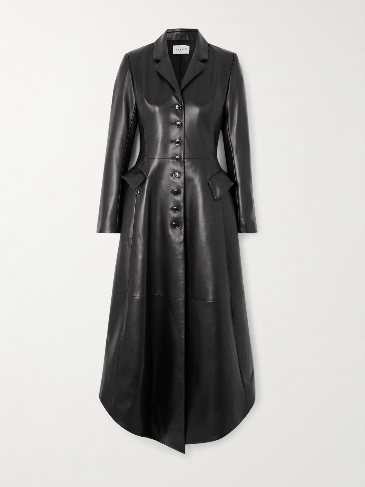 Salon 1884 Rossetto Asymmetric Lace-up Leather Coat In Black