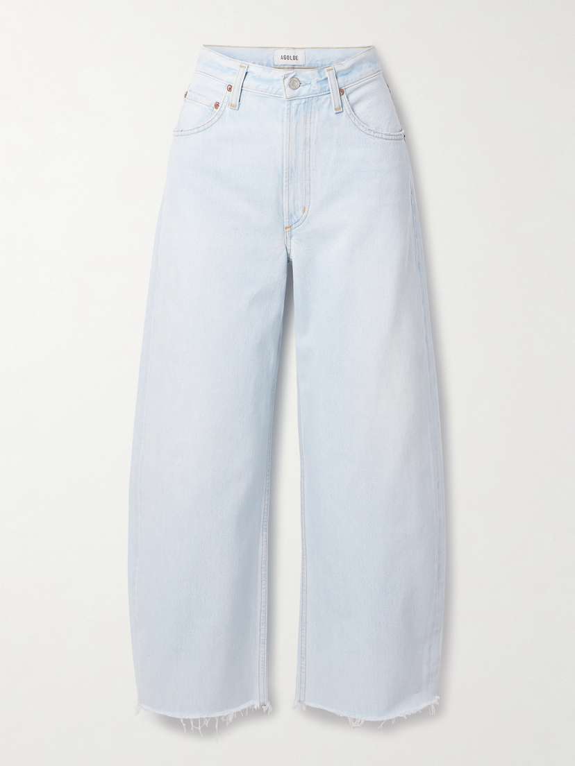 AGOLDE Low Curve Crop Frayed Mid-rise Wide-leg Jeans
