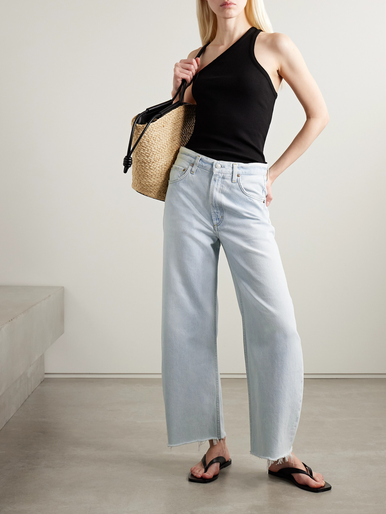 Agolde Low Curve Fray Mid Rise Jeans In Flourish