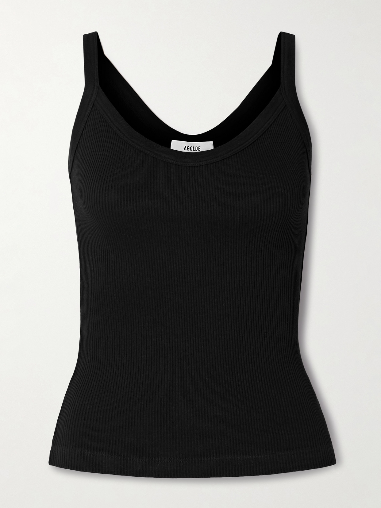 Agolde Jordan Ribbed Stretch-organic Cotton And Tencel™ Lyocell-blend Tank In Black