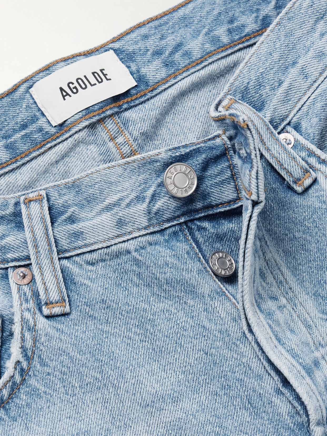 Agolde Baggy V-waist Denim Shorts In Blue