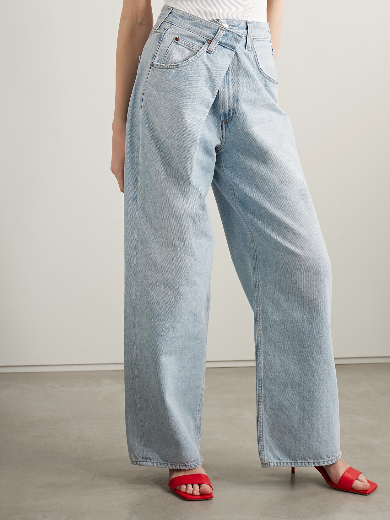 Agolde Vana Draped Low-rise Wide-leg Jeans
