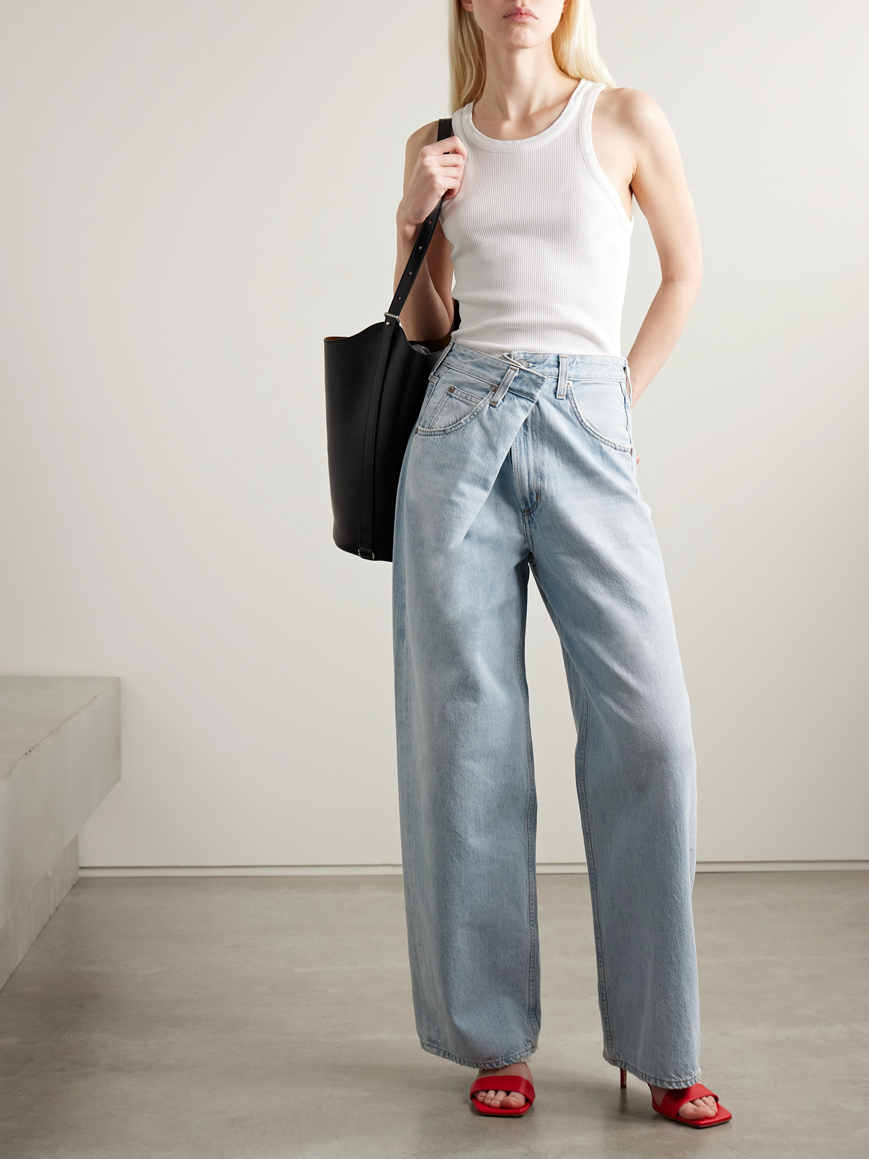 Agolde Vana Draped Low-rise Wide-leg Jeans