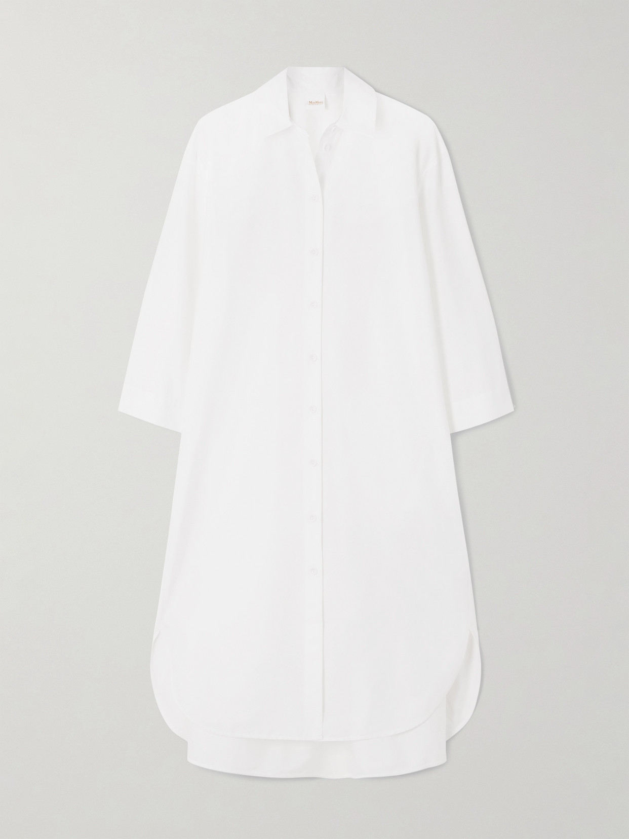 Shop Max Mara Sella Cotton-blend Poplin Midi Shirt Dress In White