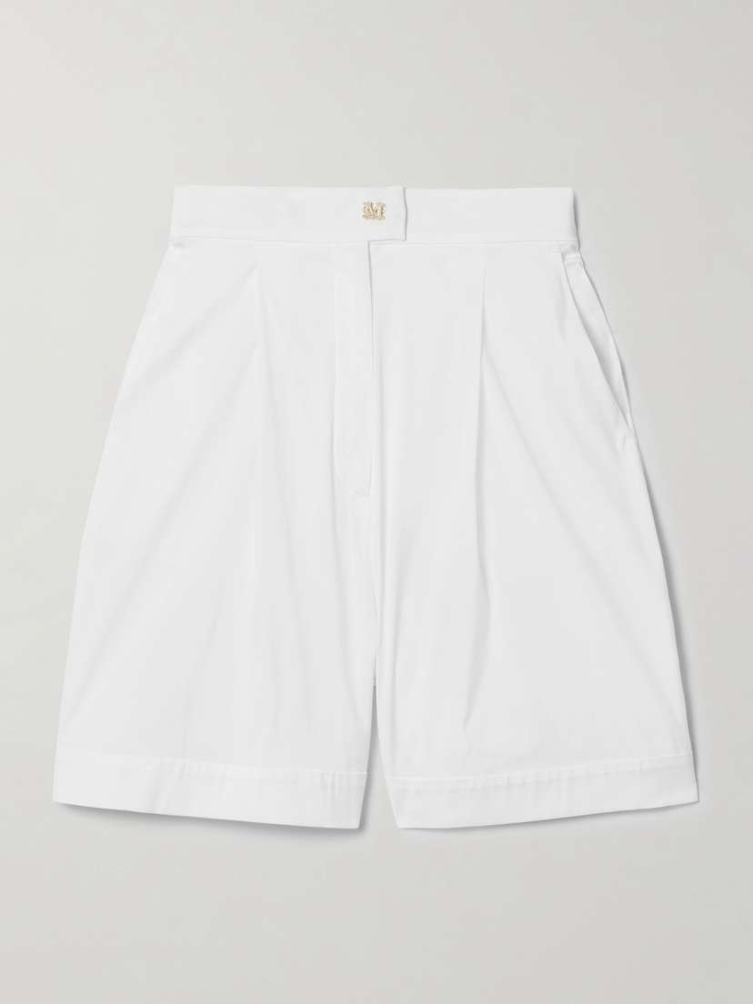 Max Mara Sultano Pleated Cotton-blend Poplin Shorts