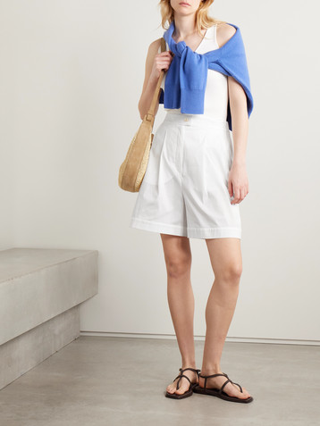 Max Mara Sultano pleated cotton-blend poplin shorts