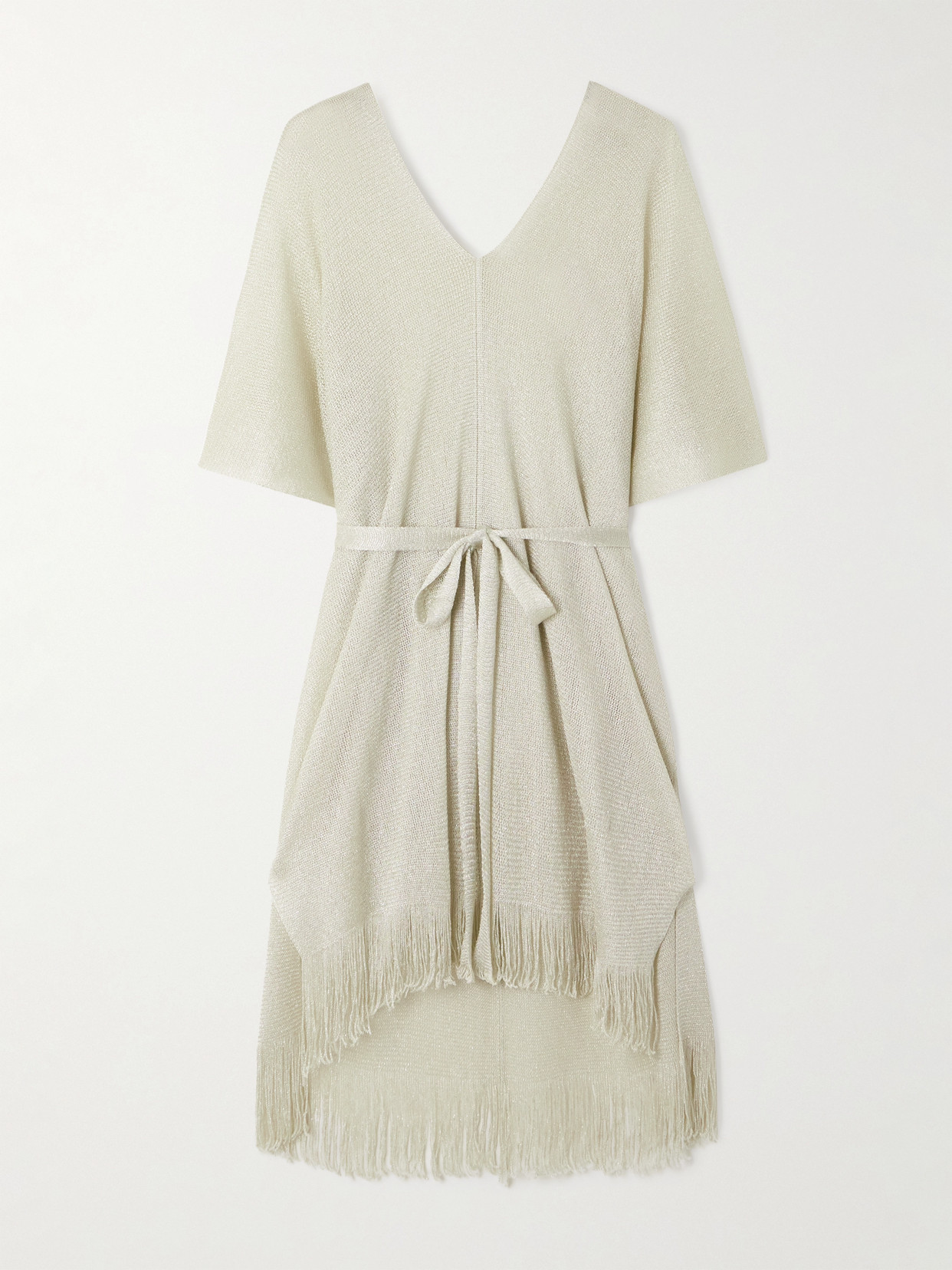 Max Mara Donnola Metallic Open-knit Kaftan In Green