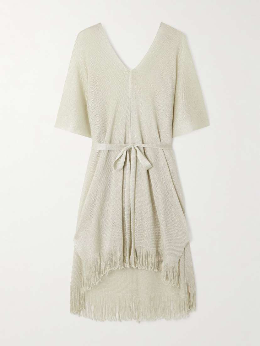 Max Mara Donnola Metallic Open-knit Kaftan