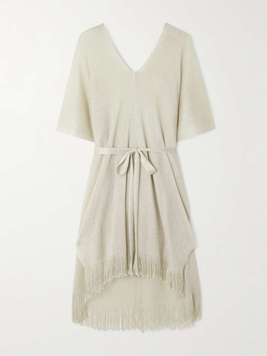 donnola metallic open-knit kaftan