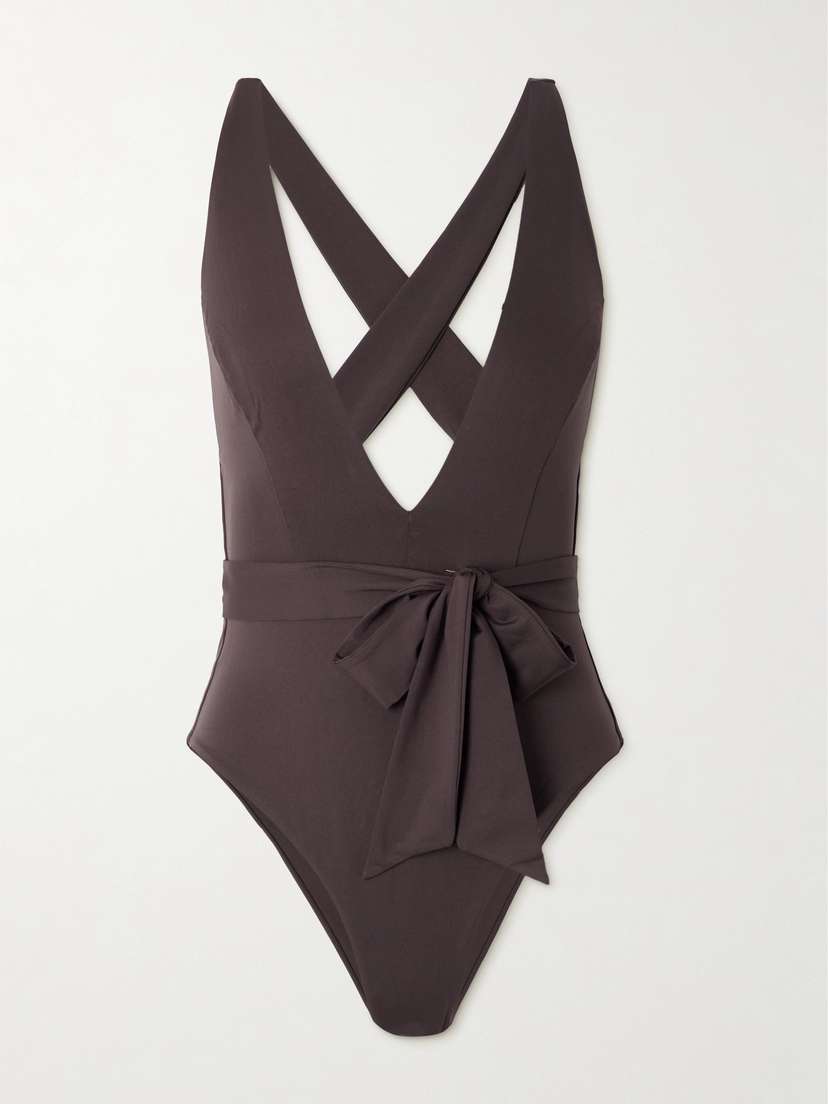 Max Mara — Cristel belted open-back swimsuit