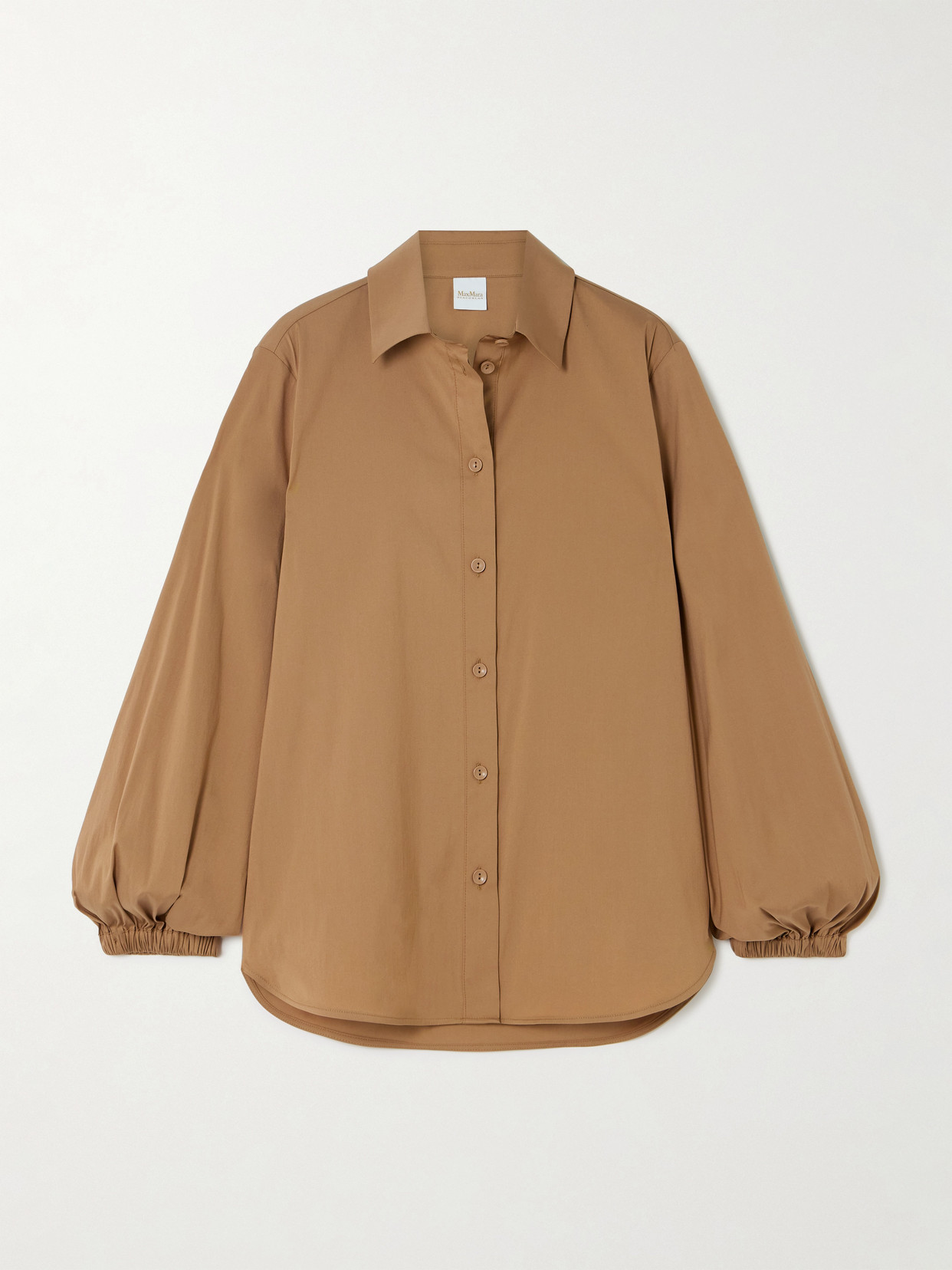 Max Mara Panda Cotton-blend Sateen Shirt In Brown