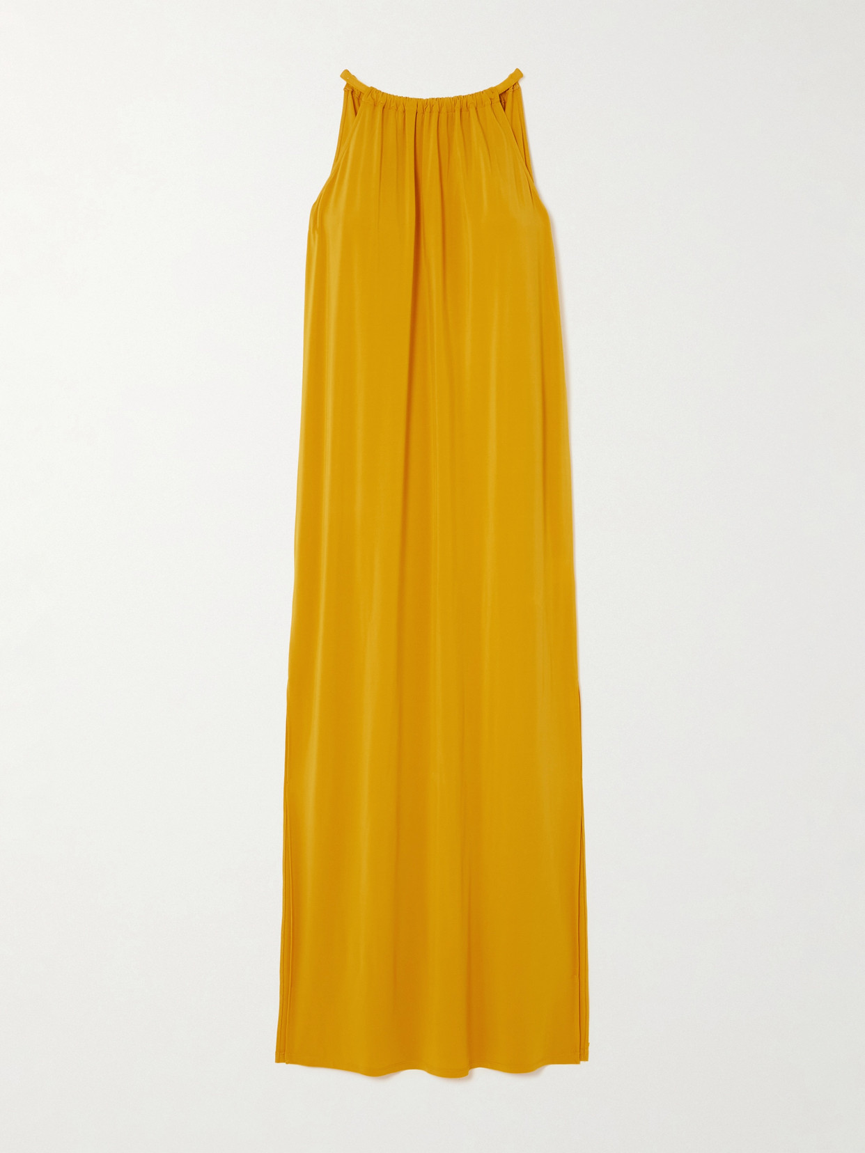 Max Mara Diego Gathered Stretch-jersey Maxi Dress In Yellow