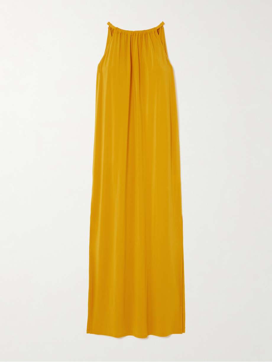 diego gathered stretch-jersey maxi dress