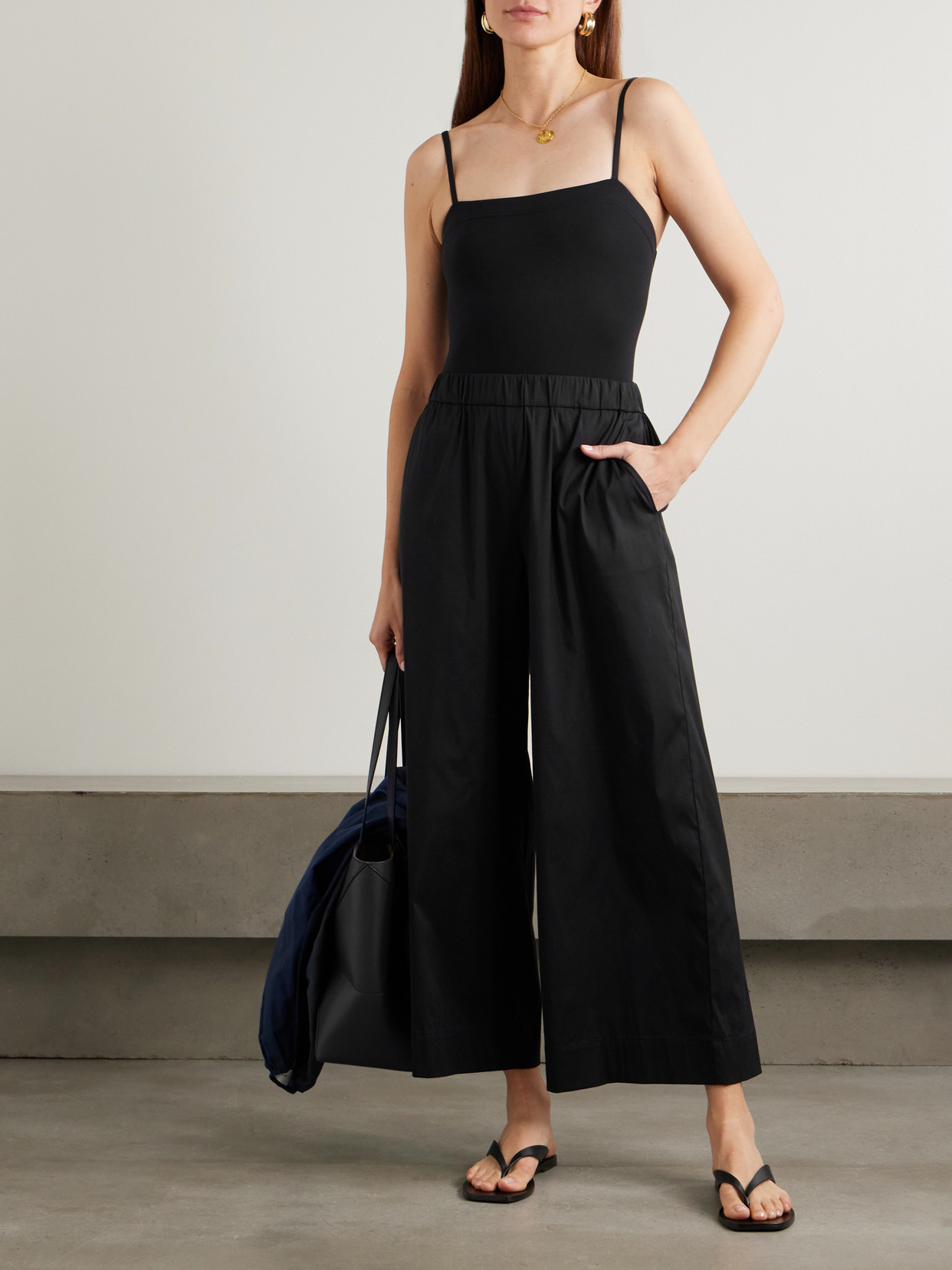 Max Mara Lino Wide Trousers Black In Black