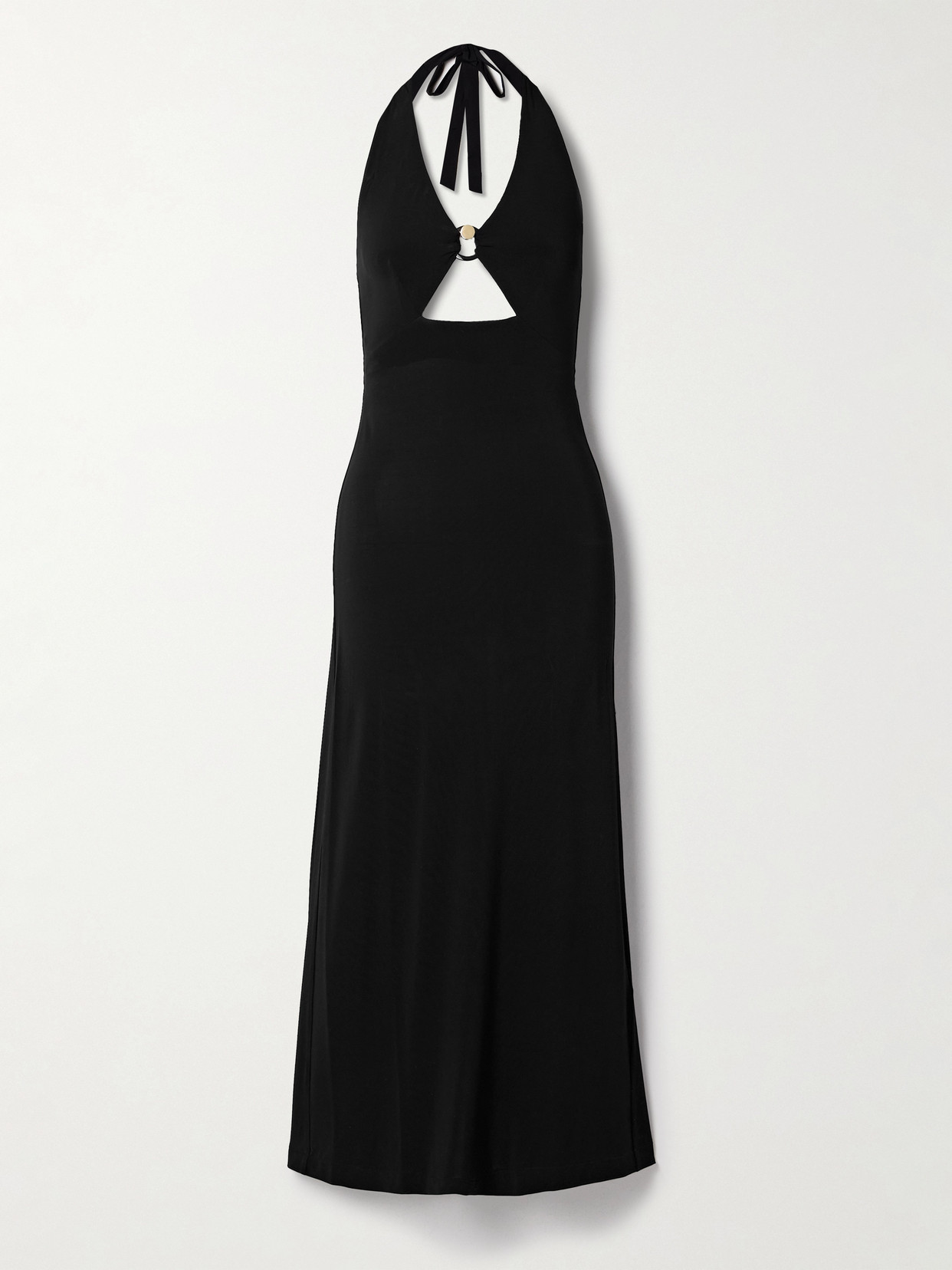 Max Mara - Ghiotto Embellished Cutout Stretch-jersey Halterneck Maxi Dress - Black