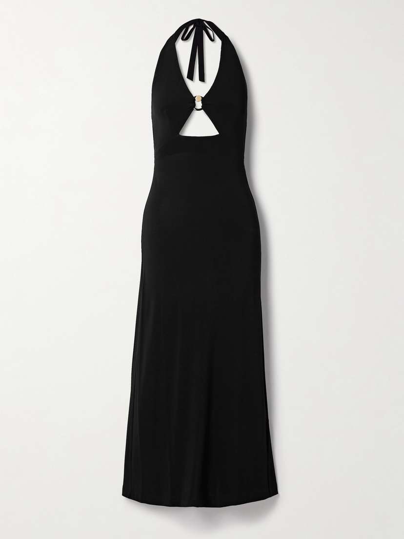Max Mara Ghiotto Embellished Cutout Stretch-jersey Halterneck Maxi Dress