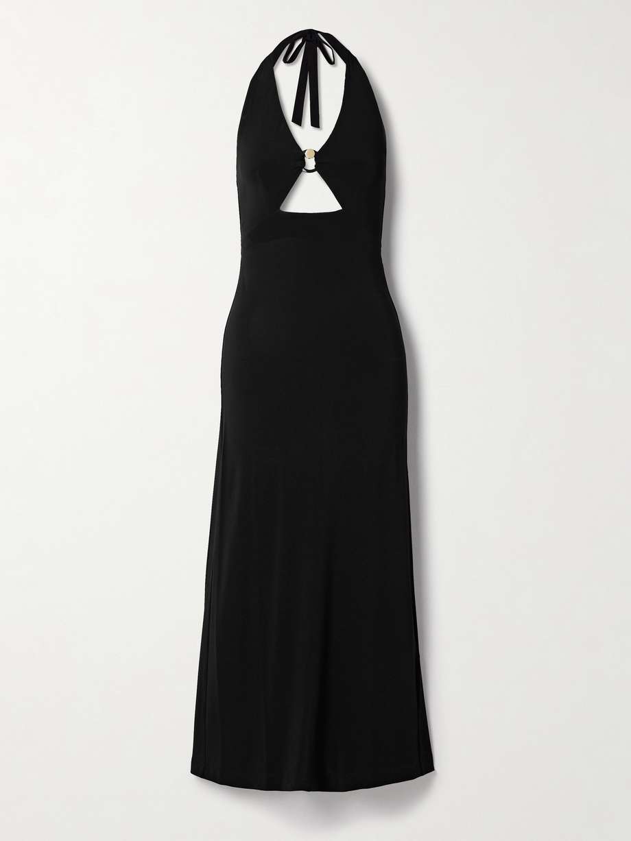 ghiotto embellished cutout stretch-jersey halterneck maxi dress