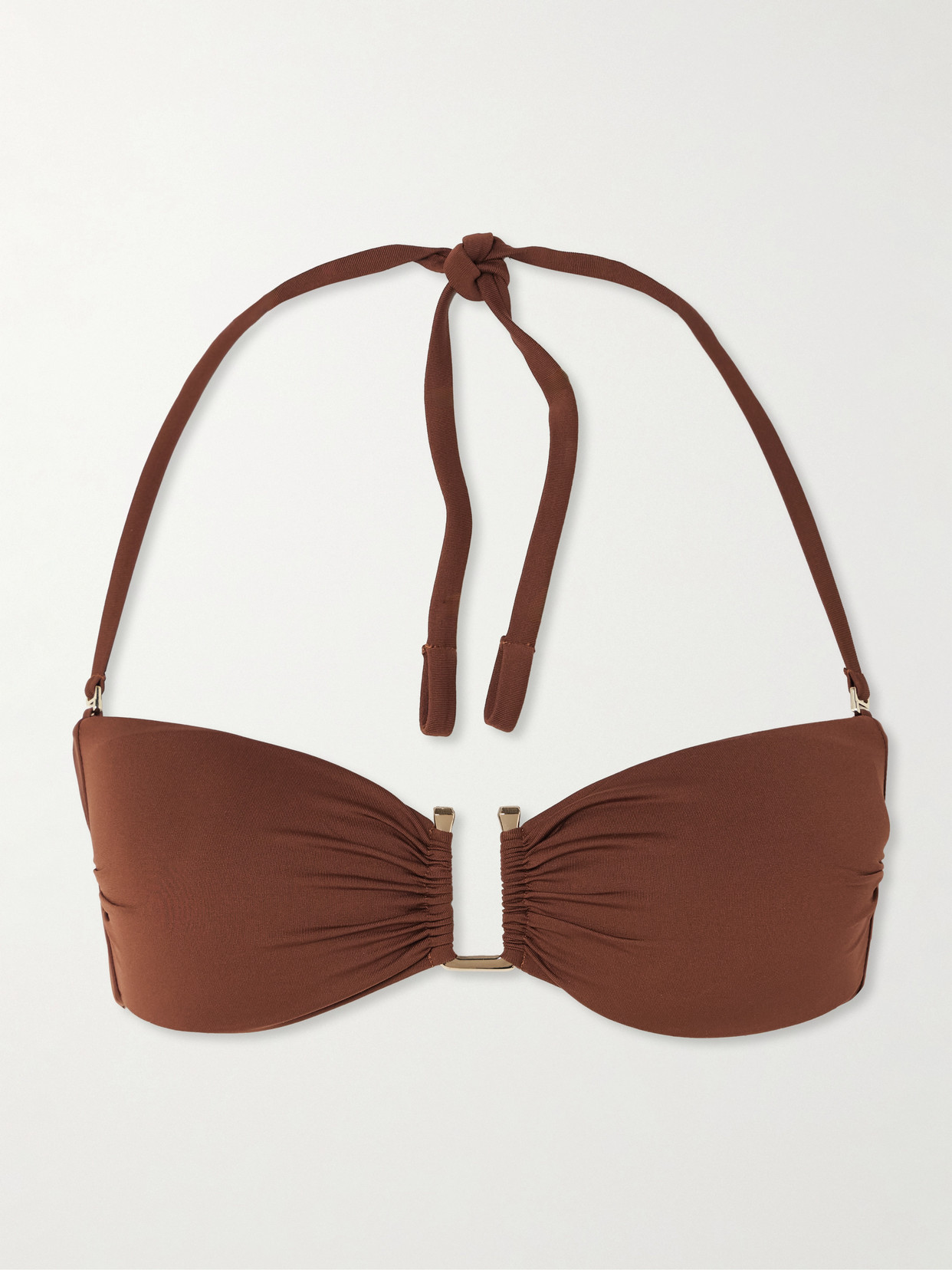 Max Mara Amelia Embellished Bikini Top In Brown